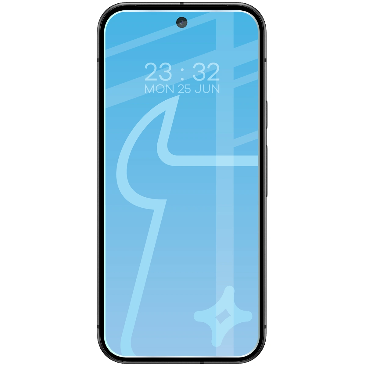 Wizualizacja na telefonie z nałożonym szkłem hartowanym Bizon Glass Clear